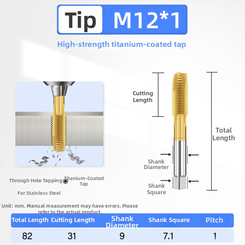 Filetator placat cu titan, înaltă rezistență pentru oțel inoxidabil 304, dimensiuni M3 M4 M5 M6 M8 M10 M12