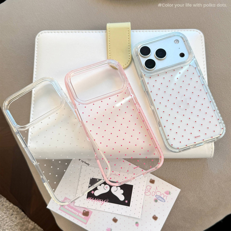 Husă pentru iPhone 14 Pro Max, stil Ins, buline polka, transparentă