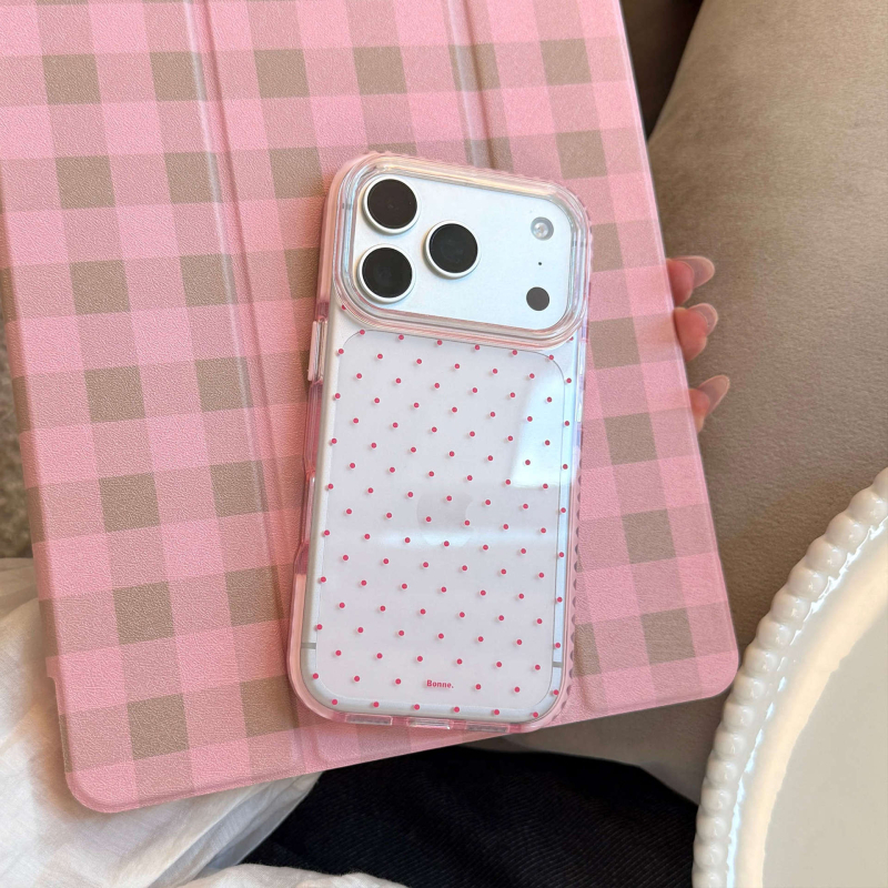 Husă pentru iPhone 14 Pro Max, stil Ins, buline polka, transparentă