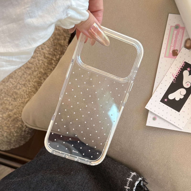 Husă pentru iPhone 14 Pro Max, stil Ins, buline polka, transparentă