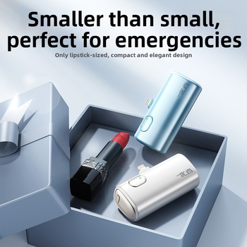 Power bank capsule 5000mAh cu cablu încorporat - ultra-subțire, mic, portabil