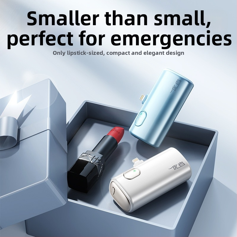 Power bank capsule 5000mAh cu cablu încorporat - ultra-subțire, mic, portabil