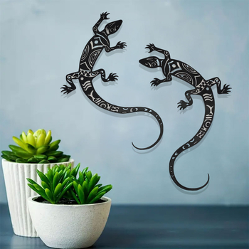 Silhouette metalică de șopârlă pentru perete, pandantiv din fier, decor pentru birou