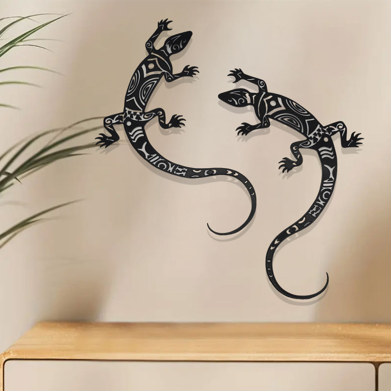 Silhouette metalică de șopârlă pentru perete, pandantiv din fier, decor pentru birou