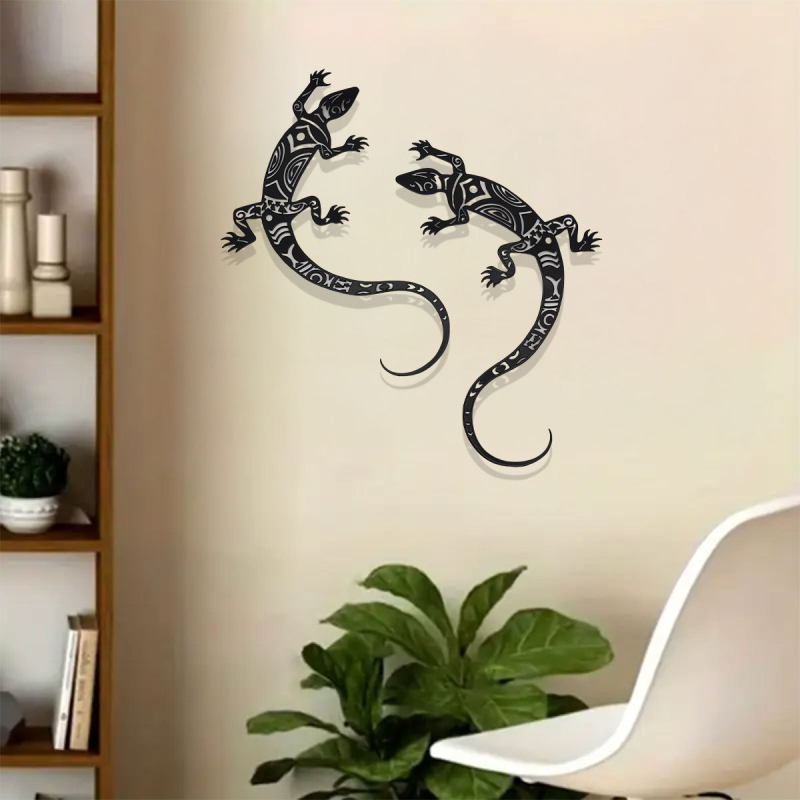 Silhouette metalică de șopârlă pentru perete, pandantiv din fier, decor pentru birou