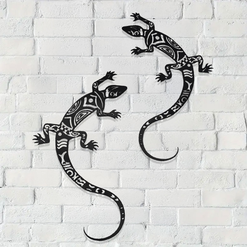 Silhouette metalică de șopârlă pentru perete, pandantiv din fier, decor pentru birou