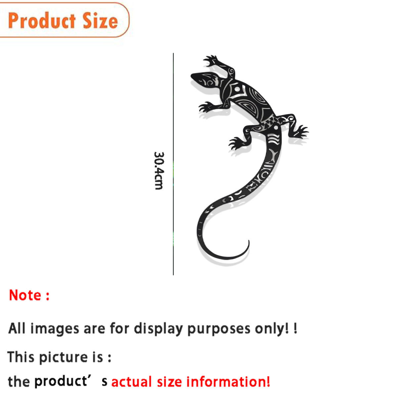 Silhouette metalică de șopârlă pentru perete, pandantiv din fier, decor pentru birou