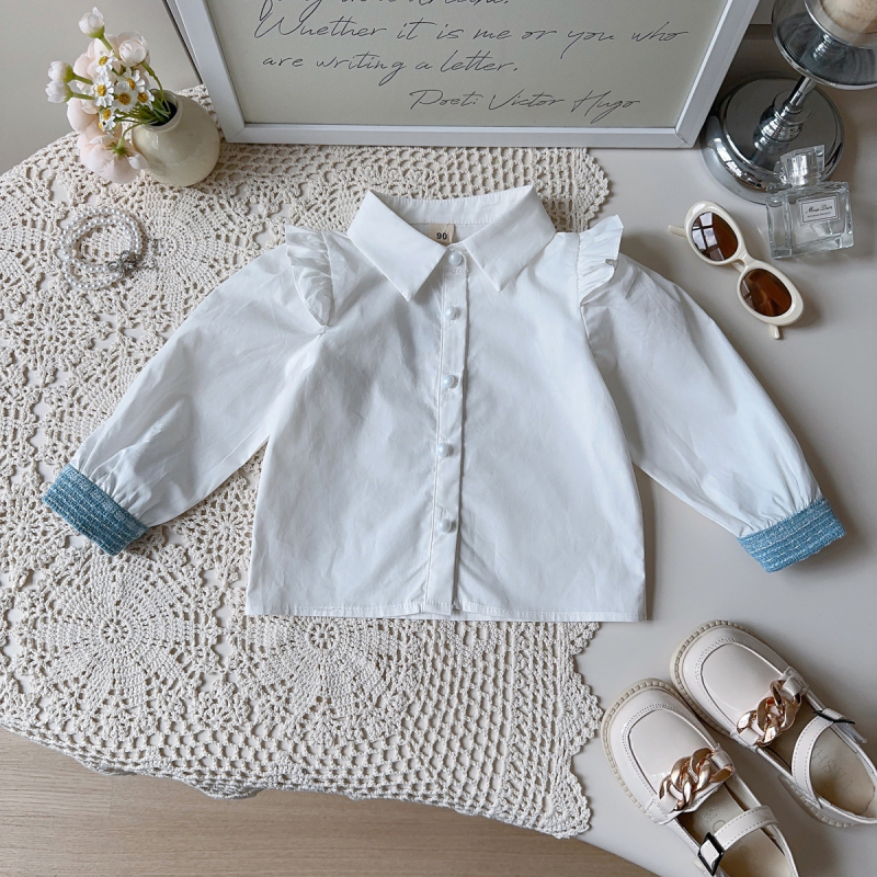 Set de trei piese pentru fete, inspirat de Chanel: cămașă cu mânecă lungă, vestă și fustă plisată, stil coreean, 3–8 ani, primăvară/toamnă