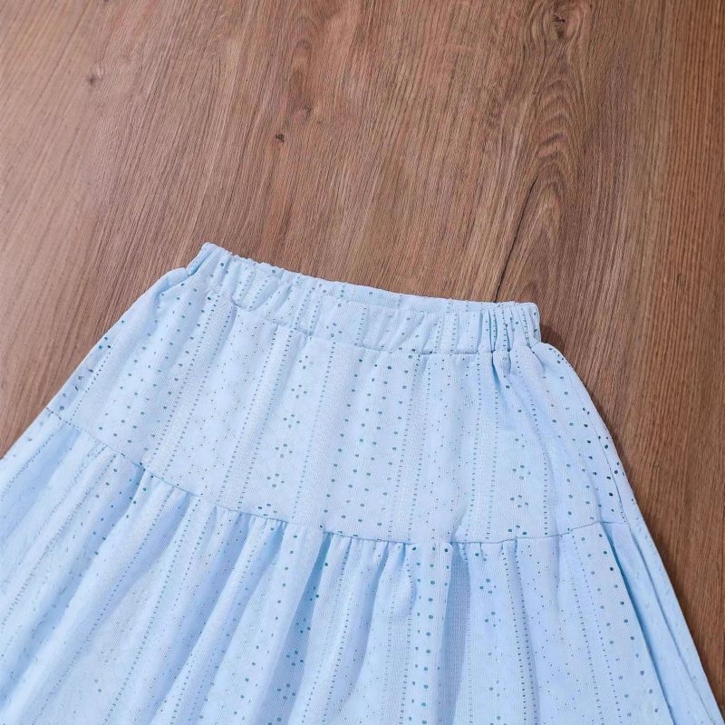 Set pentru fetițe: top cu bretele și fustă lungă, stil casual de vacanță