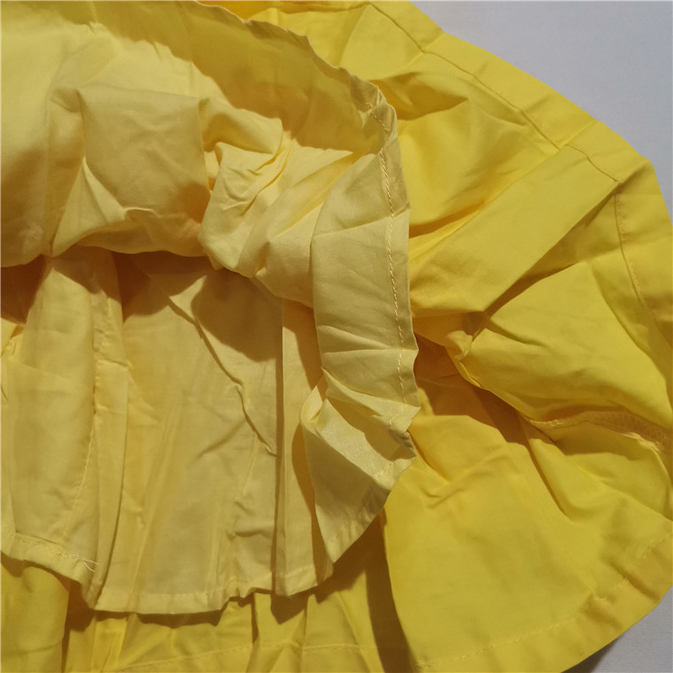 Rochie de fetiță brodată, dublu strat, din bumbac, culoare solidă, mâneci scurte, croială A-line, spălare enzimă, vară 2023