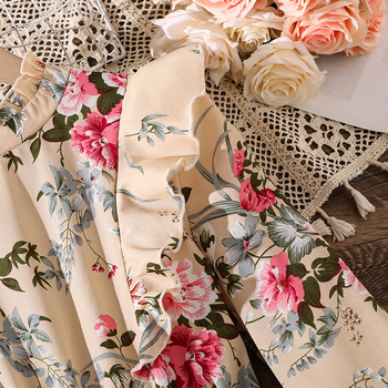 Rochie pentru fetițe cu mâneci lungi, stil francez, imprimeu floral, talie definită și plisare, toamnă 2025