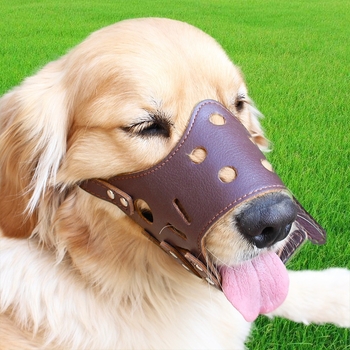 Mască de bot din piele pentru câini, anti-lătrare, anti-mușcare, reglabilă, accesorii pentru animale de companie