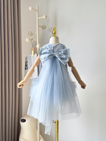Rochie de vară pentru fete, cu plasă și fundă cu fluture, rochie tutu, 2026