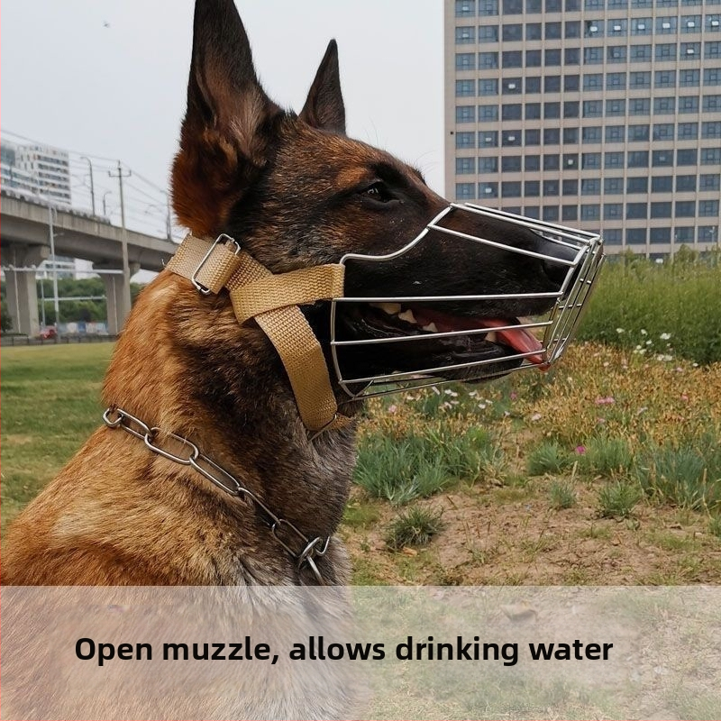Botniță metalică pentru câini de talie medie spre mare; anti mușcătură, anti lătrăt și anti mestecat; potrivită pentru Malinois și German Shepherd