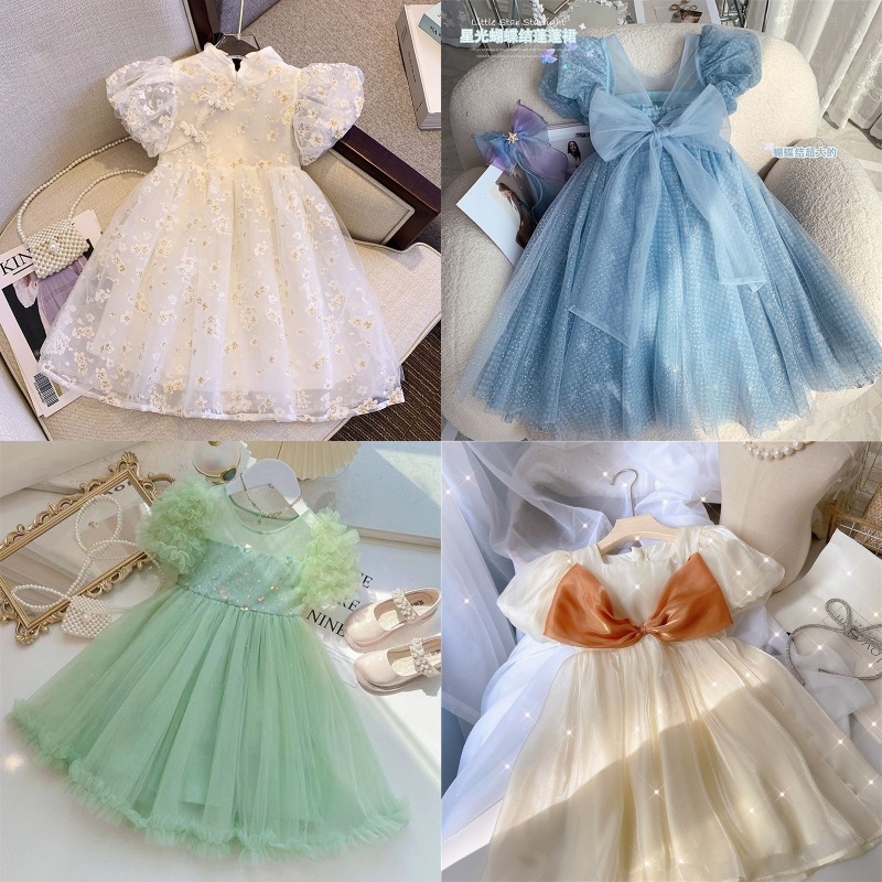 Rochie de prințesă pentru fete, cu strat de plasă, imprimeu floral, fără mâneci, protecție UV