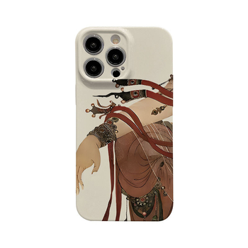 Husă de telefon cu fresce din grotele Dunhuang, aspect premium, husă tip film, compatibilă cu iPhone 15, iPhone 14 Pro Max și iPhone 13