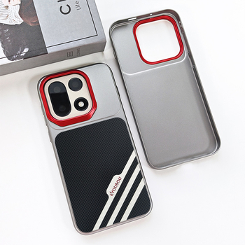 Carcasă din piele sintetică pentru OnePlus 15T, protecție anti-cadere, stil business minimalist, design cu trei dungi oblice