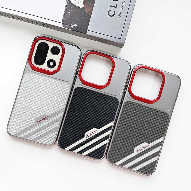 Carcasă din piele sintetică pentru OnePlus 15T, protecție anti-cadere, stil business minimalist, design cu trei dungi oblice