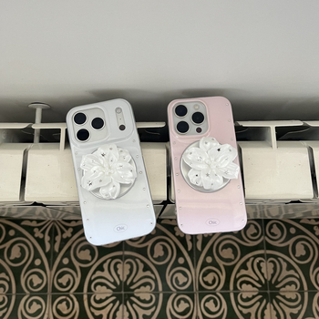 Carcasă dură cu cristale și suport în formă de floare de crin pentru iPhone 14–17