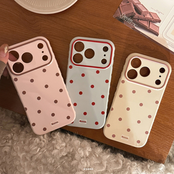 Husa pentru iPhone 16 și iPhone 17 Pro Max, stil Instagram, bloc color cu buline, minimalistă și creativă