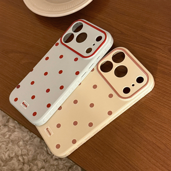 Husa pentru iPhone 16 și iPhone 17 Pro Max, stil Instagram, bloc color cu buline, minimalistă și creativă