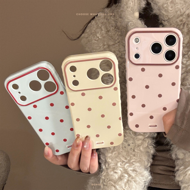 Husa pentru iPhone 16 și iPhone 17 Pro Max, stil Instagram, bloc color cu buline, minimalistă și creativă