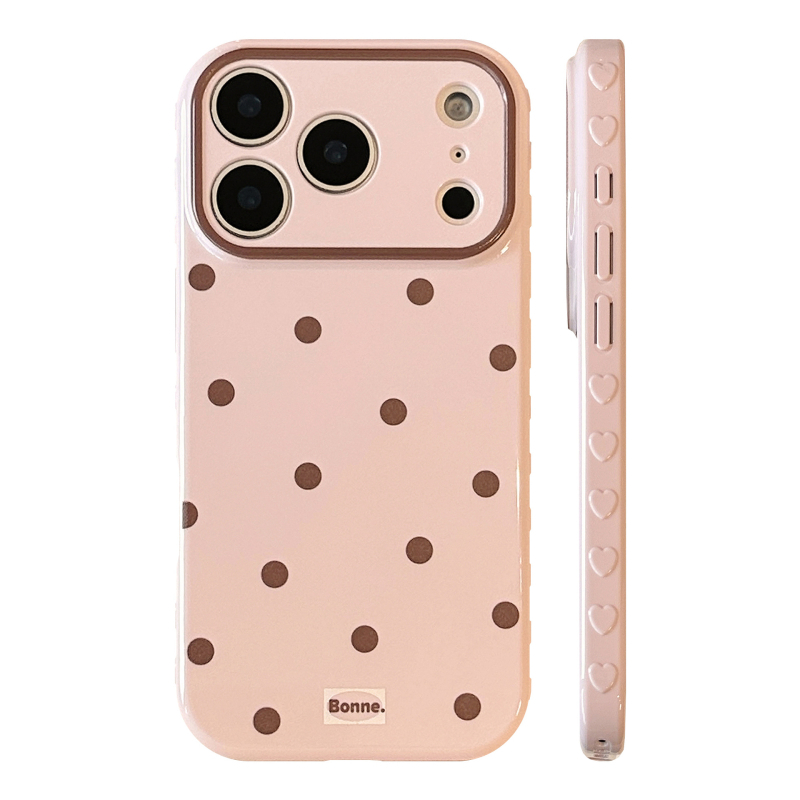 Husa pentru iPhone 16 și iPhone 17 Pro Max, stil Instagram, bloc color cu buline, minimalistă și creativă