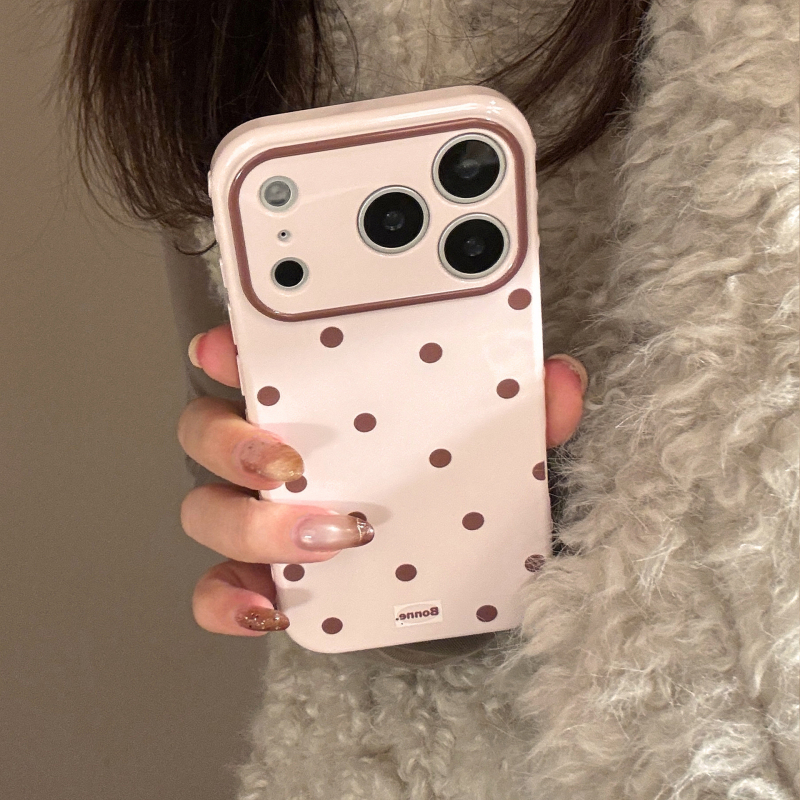 Husa pentru iPhone 16 și iPhone 17 Pro Max, stil Instagram, bloc color cu buline, minimalistă și creativă
