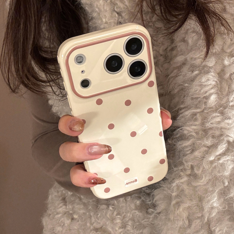 Husa pentru iPhone 16 și iPhone 17 Pro Max, stil Instagram, bloc color cu buline, minimalistă și creativă