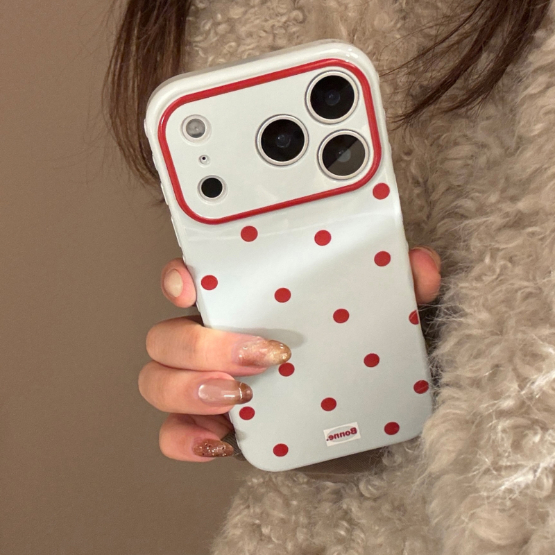 Husa pentru iPhone 16 și iPhone 17 Pro Max, stil Instagram, bloc color cu buline, minimalistă și creativă