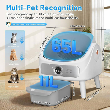 Cutie deschisă pentru nisip de pisici, inteligentă, extra mare, curățare complet automată și control al mirosurilor