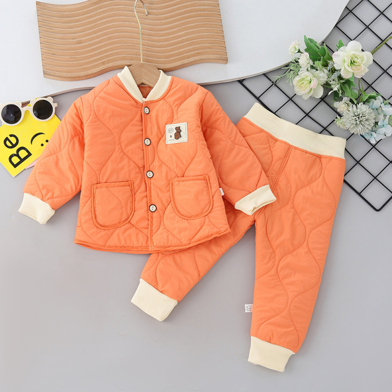 Set două piese pentru copii: geacă căptușită cu bumbac și pantaloni, pentru toamnă și iarnă, imprimeu desene animate, material poliester-bumbac, 1–3 ani