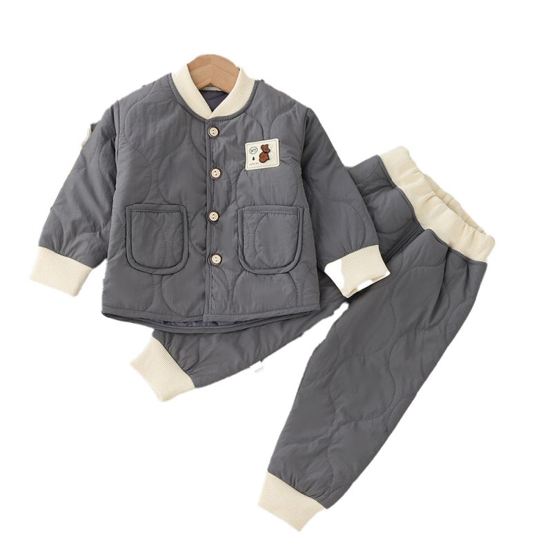 Set două piese pentru copii: geacă căptușită cu bumbac și pantaloni, pentru toamnă și iarnă, imprimeu desene animate, material poliester-bumbac, 1–3 ani