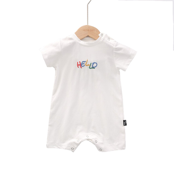 Salopetă de vară pentru bebeluți, unisex, cu zâmbet și litere, confortabilă și respirabilă din bumbac, pentru plimbări și joacă