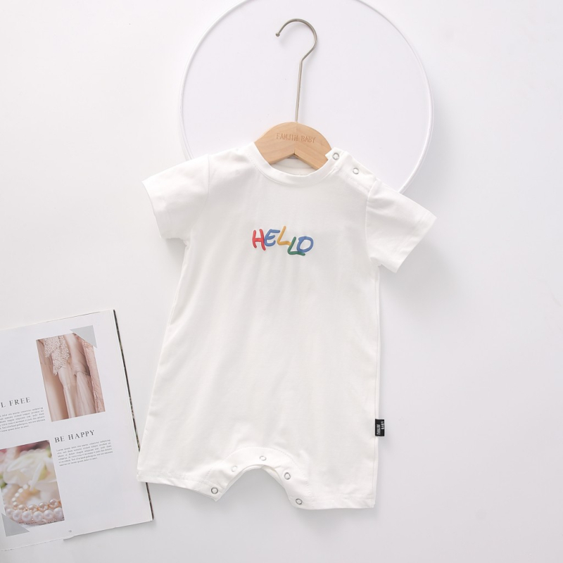Salopetă de vară pentru bebeluți, unisex, cu zâmbet și litere, confortabilă și respirabilă din bumbac, pentru plimbări și joacă