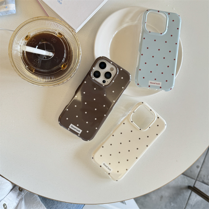 Husă pentru iPhone 17 și iPhone 16 Pro Max/15, stil coreean minimalist, blocuri de culoare și buline