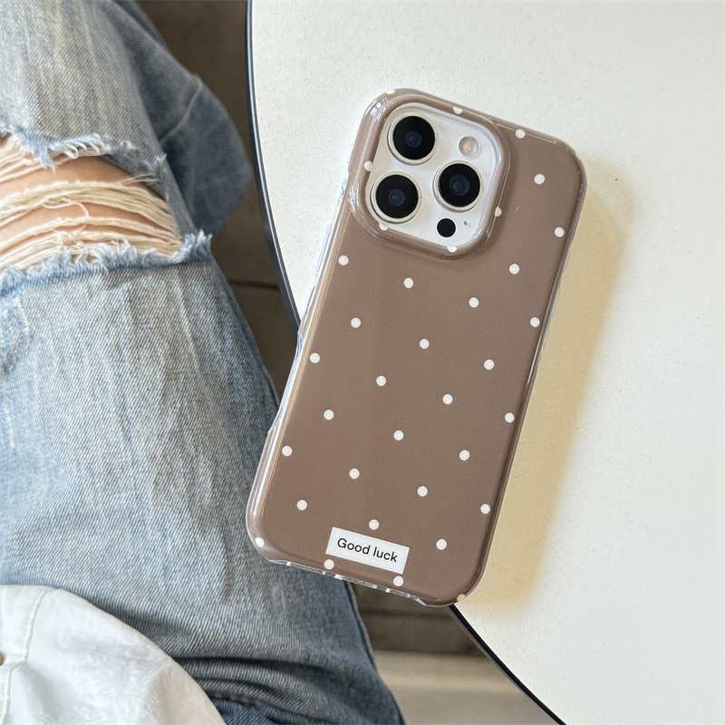 Husă pentru iPhone 17 și iPhone 16 Pro Max/15, stil coreean minimalist, blocuri de culoare și buline