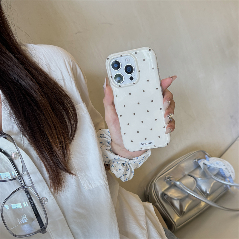 Husă pentru iPhone 17 și iPhone 16 Pro Max/15, stil coreean minimalist, blocuri de culoare și buline