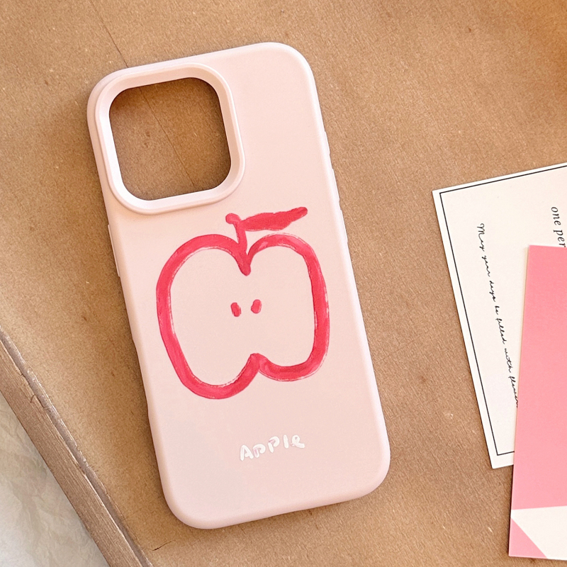 Husă moale TPU pentru iPhone 14 Pro Max cu artă de fructe în linii, inspirație Instagram, culori roz galben mov
