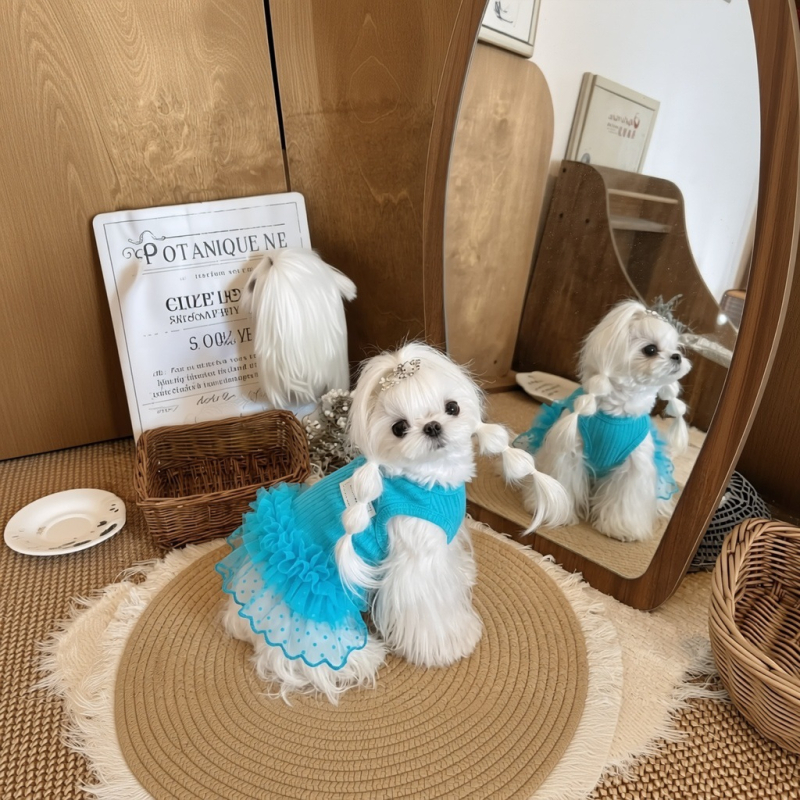 Fustă pentru animale de companie, primăvară-vară, ușoară și respirabilă, pentru câini și pisici (Malteză, Shih Tzu, Bichon Frise)