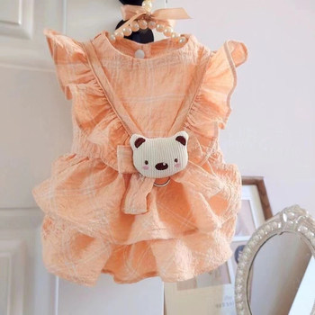 Rochie pentru câini, primăvară-vară — stil drăguț de prințesă, rochie dintr-o singură piesă, cu atașament pentru lesă