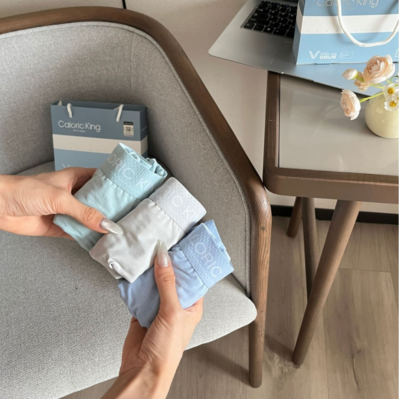 Boxeri pentru bărbați din nailon, căptușeală din mătase Mulberry, antibacterieni, respirabili, în cutie cadou, talie medie