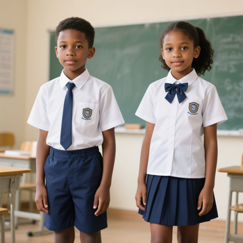 Cămașă albă de uniformă școlară, unisex, fabricată la comandă după designul dvs., pentru școala primară.