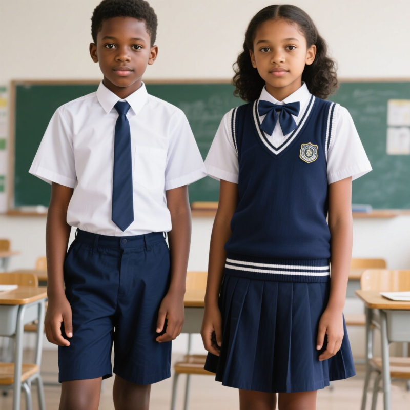 Cămașă albă de uniformă școlară, unisex, fabricată la comandă după designul dvs., pentru școala primară.