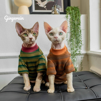 Tricou pentru pisici ușor, cu guler rotund, pentru primăvară-toamnă; model de bază pentru pisicile ragdoll, fără blană și pisici cu dungi