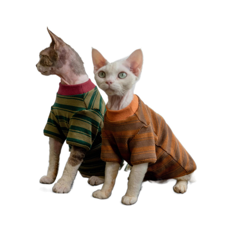 Tricou pentru pisici ușor, cu guler rotund, pentru primăvară-toamnă; model de bază pentru pisicile ragdoll, fără blană și pisici cu dungi
