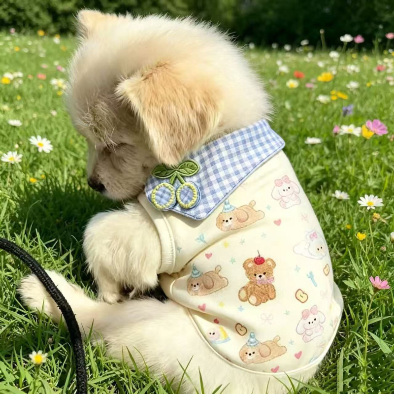 Vesta ușoară de primăvară-vară, cu imprimeu desen animat, respirabilă pentru câini și pisici, design drăguț pentru Teddy, Bichon și câini mici