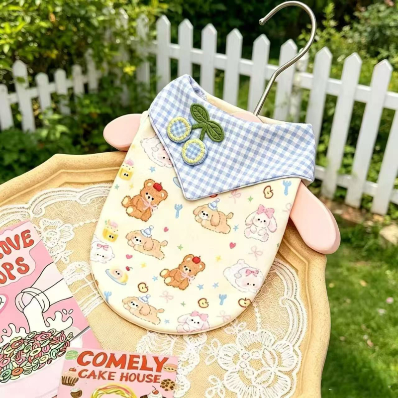 Vesta ușoară de primăvară-vară, cu imprimeu desen animat, respirabilă pentru câini și pisici, design drăguț pentru Teddy, Bichon și câini mici