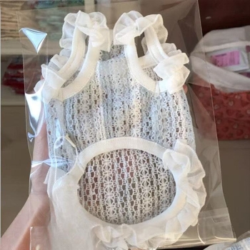 Veste dantelată cu bretele pentru animale de companie, ușoară pentru primăvară-vară, pentru câini și pisici (Teddy/Bichon) drăguț
