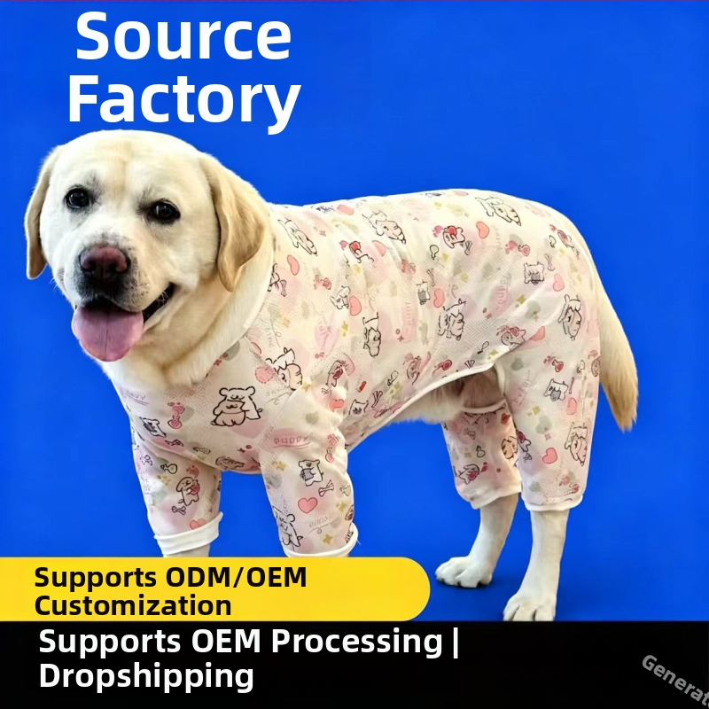 Costum pentru patru labe pentru câini mari, țesătură respirabilă tip plasă, vară, protecție solară, pentru Golden Retriever, Labrador și Border Collie